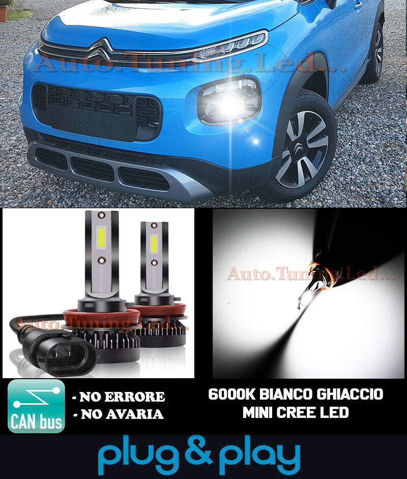LAMPADE FENDINEBBIA A LED CREE CITROEN C3 AIRCROSS CAMBUS BIANCO GHIACCIO 8000LM