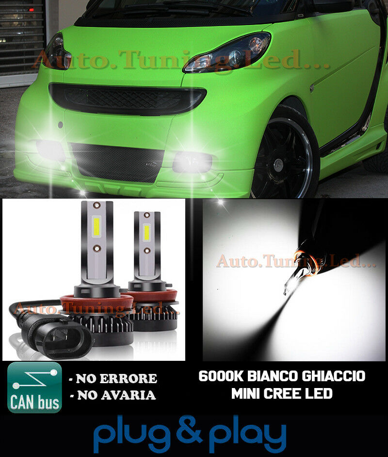 CREE LED FOG LIGHTS SMART FORTWO 451 CAMBUS ICE WHITE 8000LM