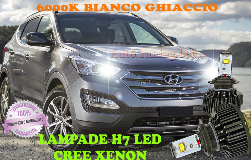 HYUNDAI SANTA FE 2013+ LAMPADE H7 CREE XENON ABBAGLIANTI 6000K BIANCO RAPIDO