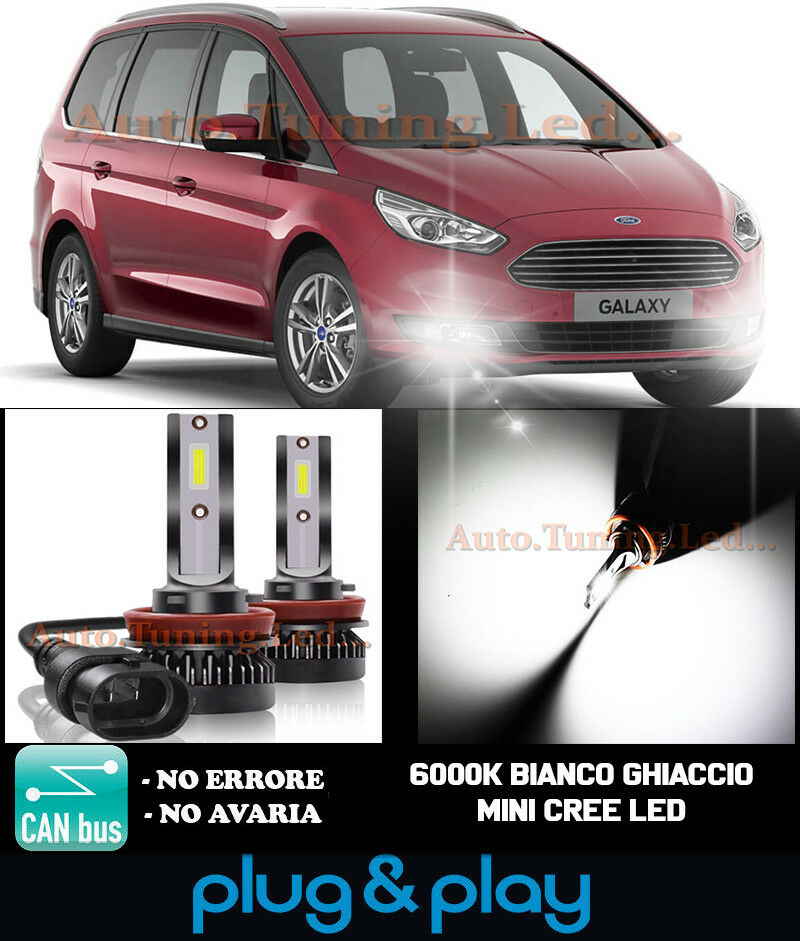 LAMPADE FENDINEBBIA A LED CREE FORD GALAXY III CAMBUS BIANCO GHIACCIO 8000LM