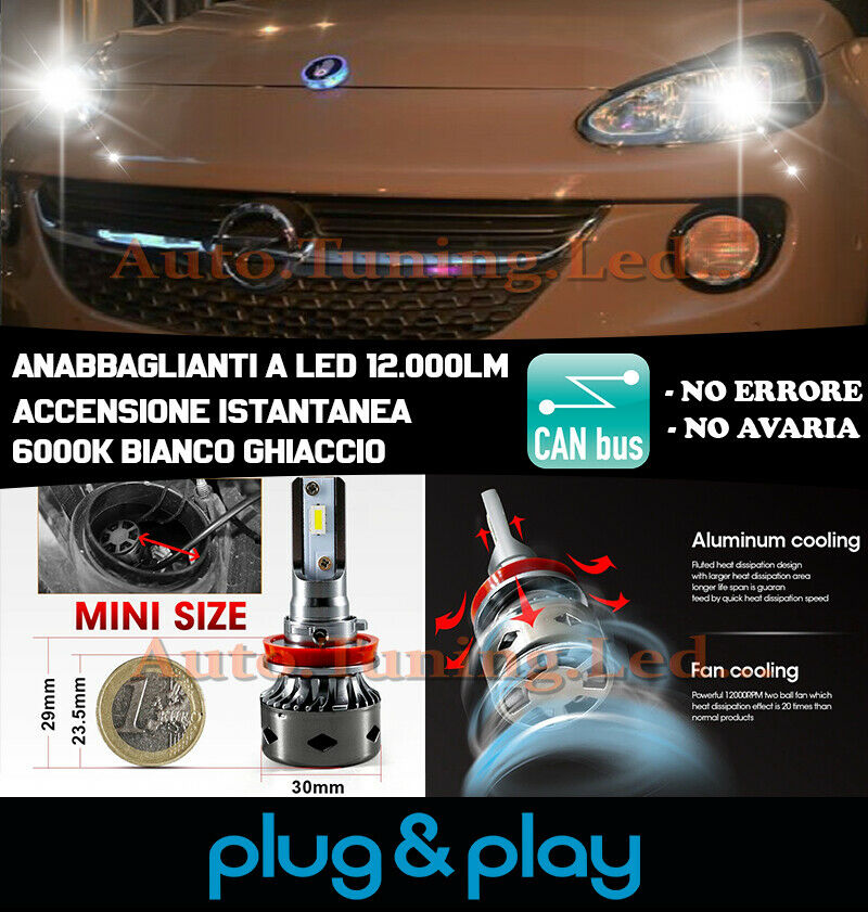 OPEL ADAM LED LOW BEAM LAMPS INSTANT NO FAILURE 12.000LM