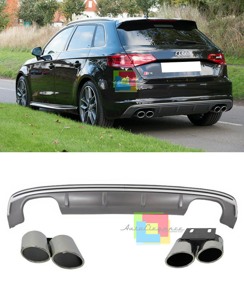 UNDER BUMPER AUDI A3 8V SPORTBACK 2012 TO 2015 S3 DIFFUSER WITH TIPPER