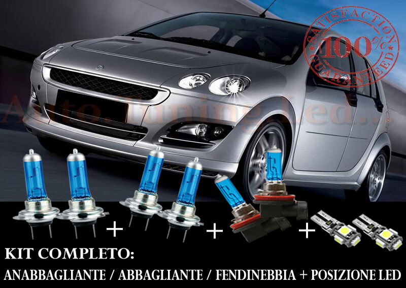 SMART FORFOUR 454 2004-2006 SET COMPLETO LAMPADE BLU XENON + POSIZIONE A LED