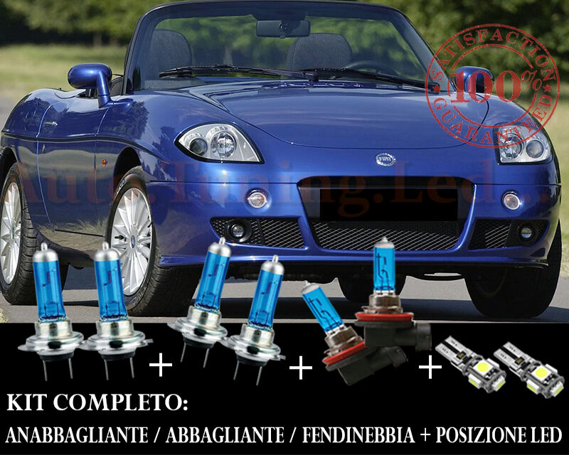 FIAT BARCHETTA COMPLETE SET BLUE XENON LAMPS + LED POSITION