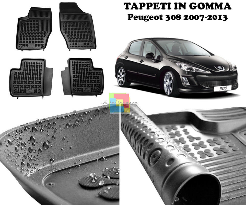 PEUGEOT 308 2007-2013 TAPPETINI AUTO GOMMA - TAPPETI TOP QUALITA -1-