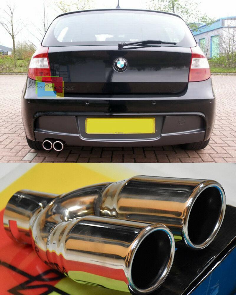 BMW SERIE 1 2004-2011 TERMINALI DI SCARICO CROMATI INOX DOPPIO USCITA INOX - AUTOELEGANCERICAMBI