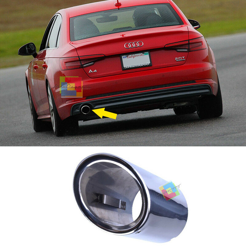 AUDI A4 B9 8W DAL 2015+ TERMINALE DI SCARICO SINGOLO CROMATO ACCIAIO INOX AUTOELEGANCERICAMBI