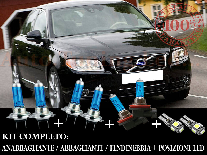 VOLVO S80 2006-2013 SET COMPLETO LAMPADE BLU XENON + POSIZIONE A LED