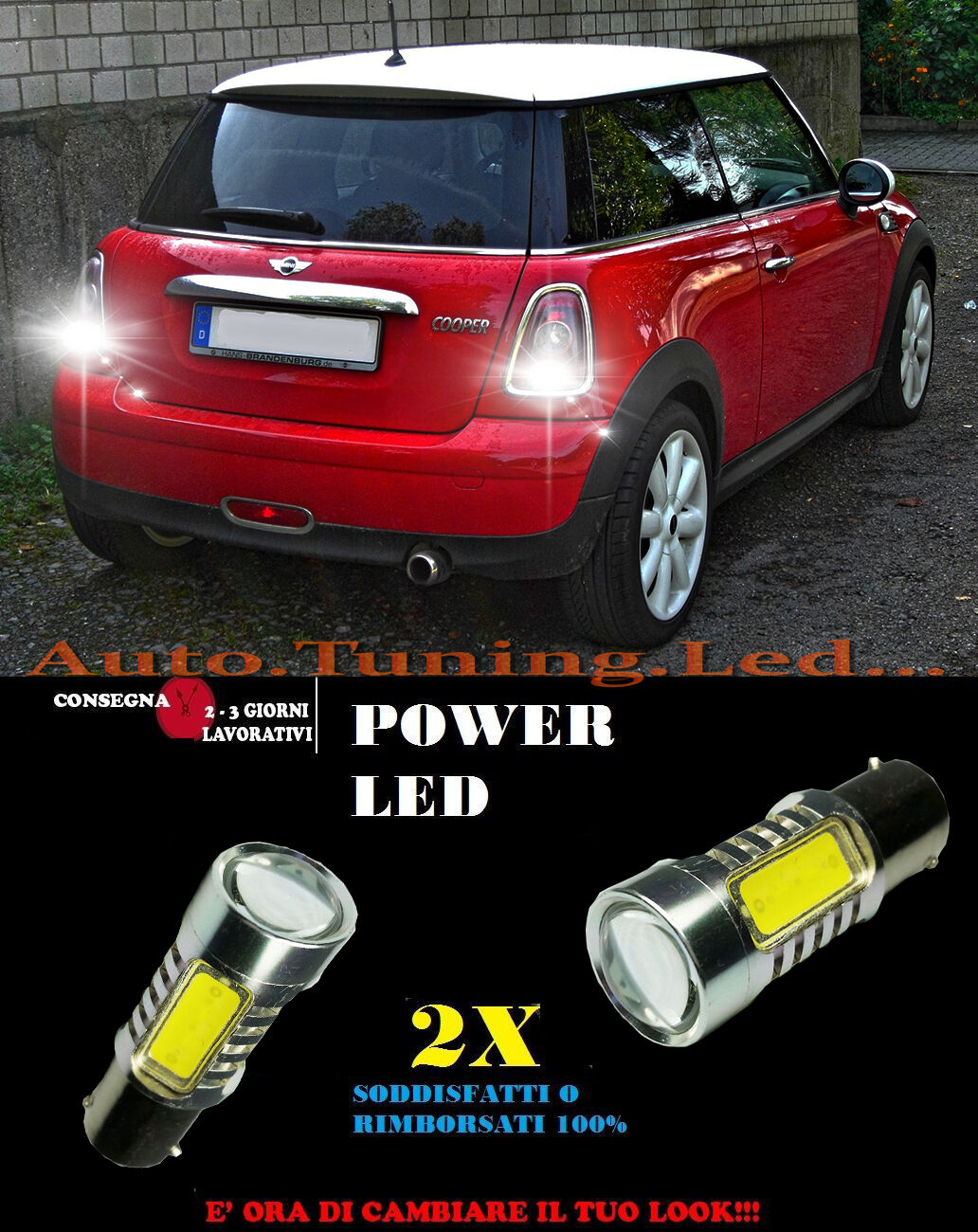 MINI R56 COOPER ONE 6000K LAMPADE RETROMARCIA A LED P21W BA15 CANBUS NO ERROR