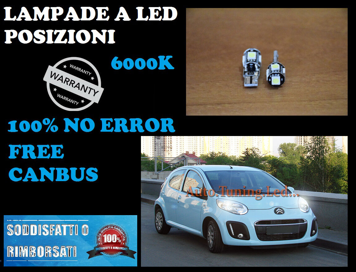 COPPIA LUCI POSIZIONI CITROEN C1 2005 IN POI CANBUS H6W BIANCO GHIACCIO AUTOELEGANCERICAMBI