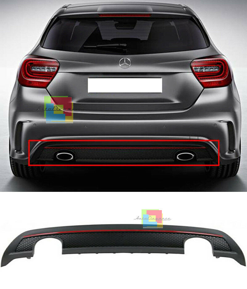 DIFFUSORE AMG LOOK MERCEDES CLASSE A W176 2012+ SPOILER POSTERIORE PROFILO ROSSO