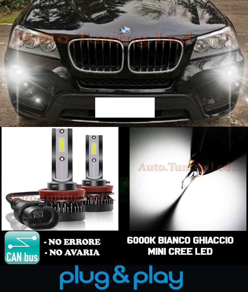 LAMPADE FENDINEBBIA A LED CREE BMW X3 F25 CAMBUS BIANCO GHIACCIO 8000LM