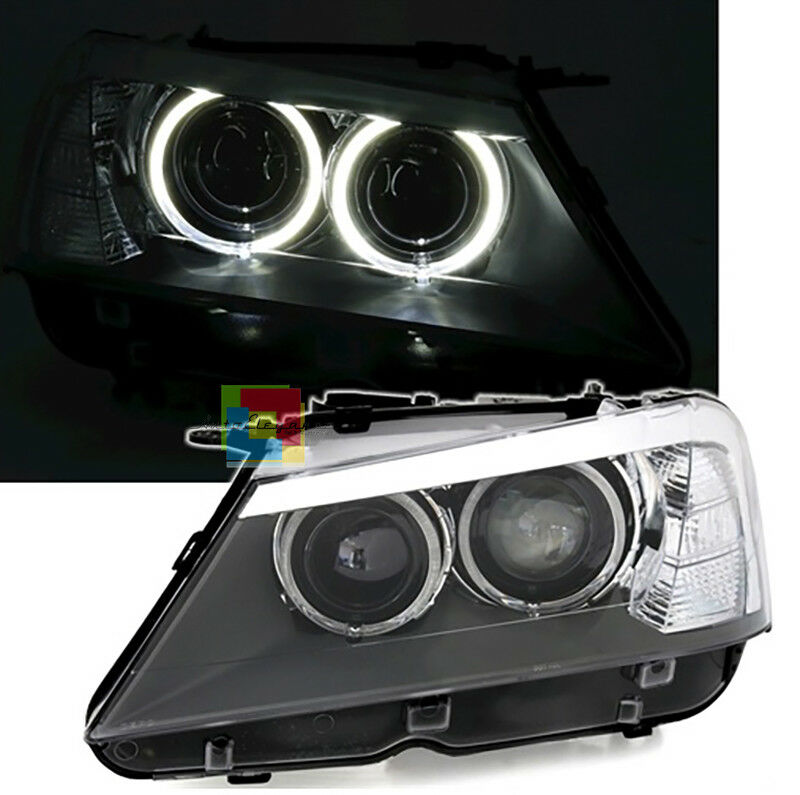 COPPIA FARI ANTERIORI ANGEL EYES LED BMW X3 F25 2010-2014 FANALI H9 XENON LOOK AUTOELEGANCERICAMBI