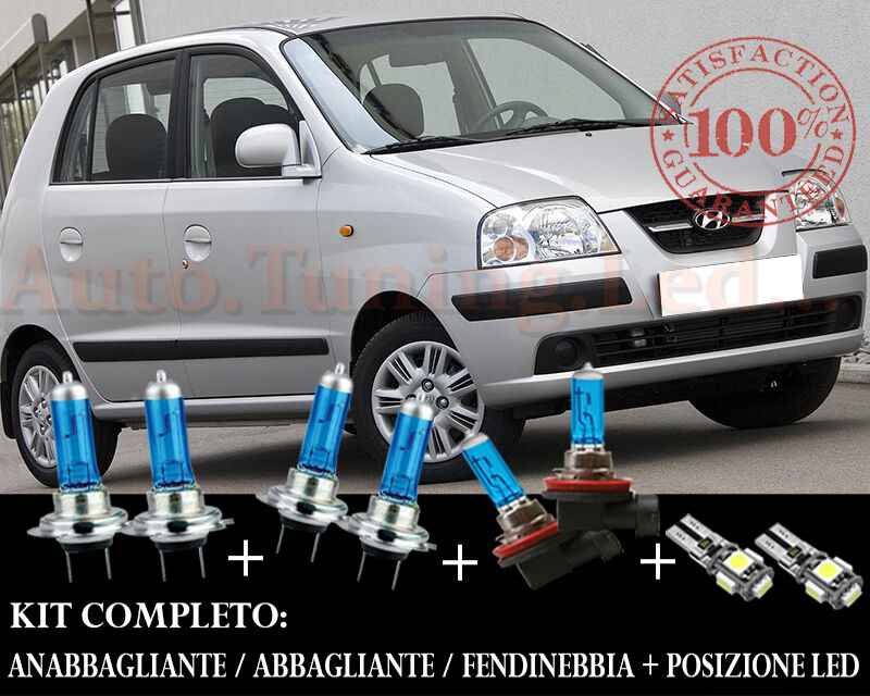 HYUNDAI ATOS 98-08 SET COMPLETO LAMPADE BLU XENON + POSIZIONE A LED