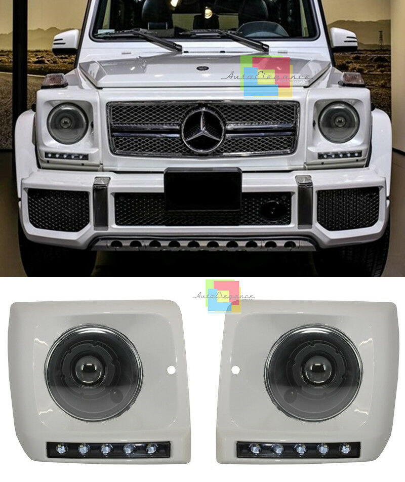 BIXENON SMOKE HEADLIGHTS + LED DAYTIME LIGHT COVERS MERCEDES G W463 1989-2012