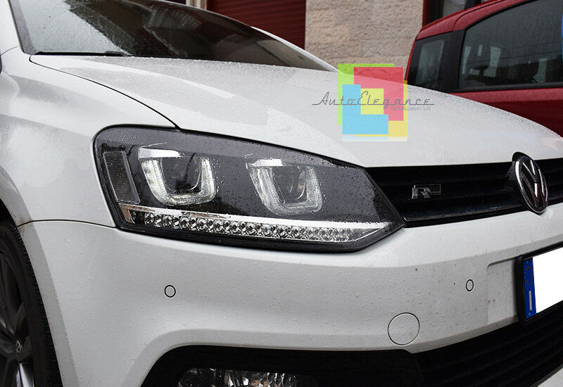 VW POLO 6R 2009+ HEADLIGHTS GTI ANGEL EYES LED LENS HEADLIGHTS .-