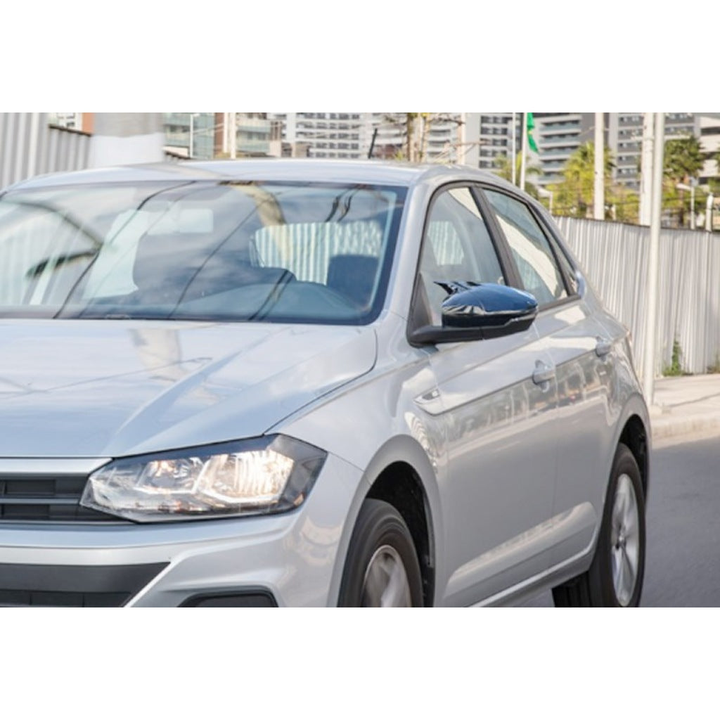 VW POLO AW1 2017+ CALOTTE ADESIVE SPECCHI SPECCHIETTI RETROVISORI NERO LUCIDO