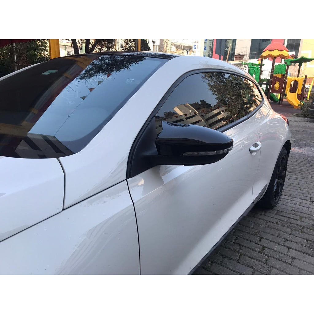 VW SCIROCCO 2008-2017 ADHESIVE MIRROR CAPS REARVIEW MIRRORS GLOSSY BLACK