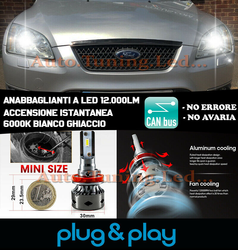 LAMPADE ANABBAGLIANTI LED FORD MONDEO III ISTANTANEO NO AVARIA 12.000LM