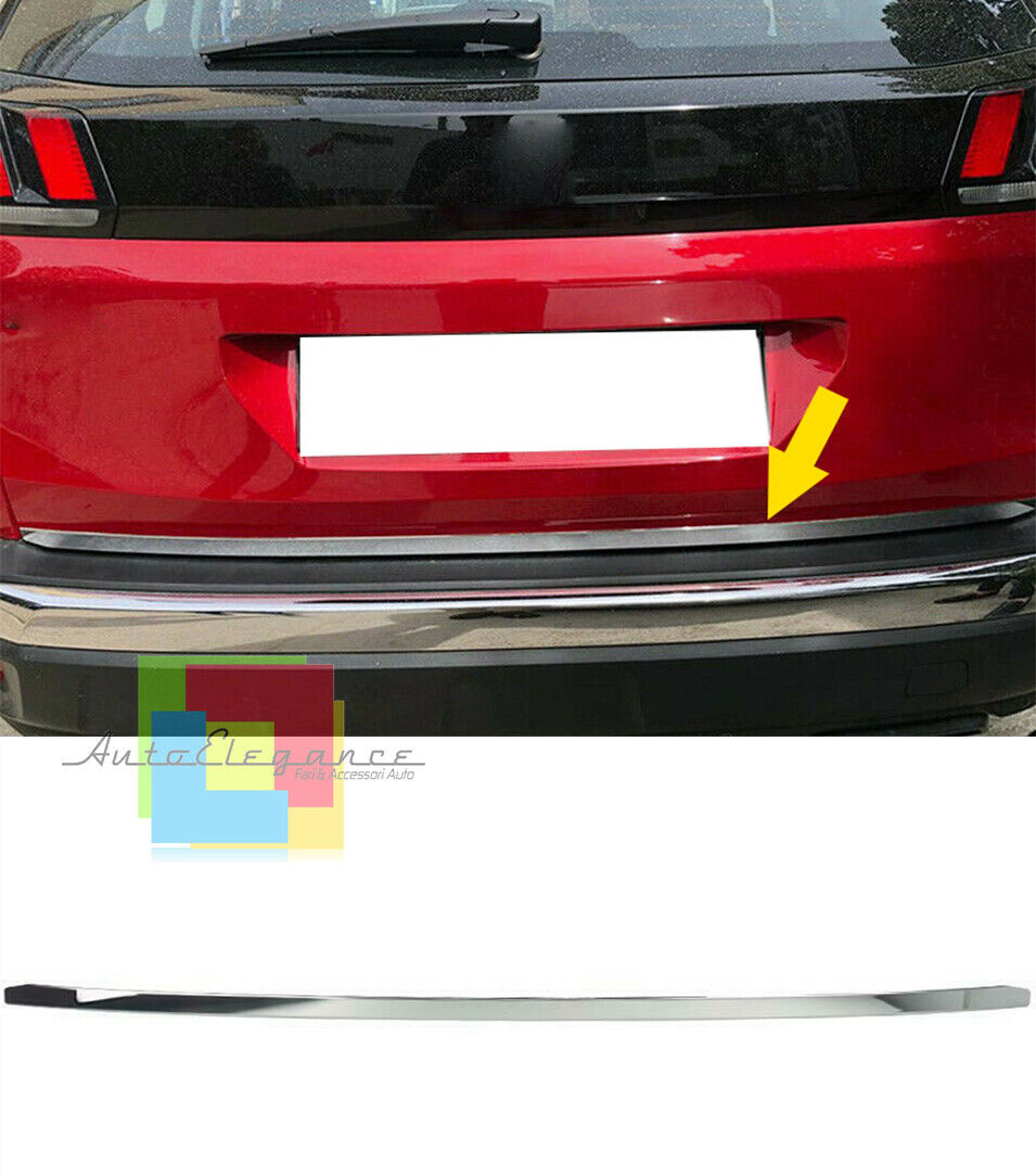 PIASTRA CROMATA PORTELLONE COFANO POSTERIORE PEUGEOT 3008 2016+ ACCIAIO INOX