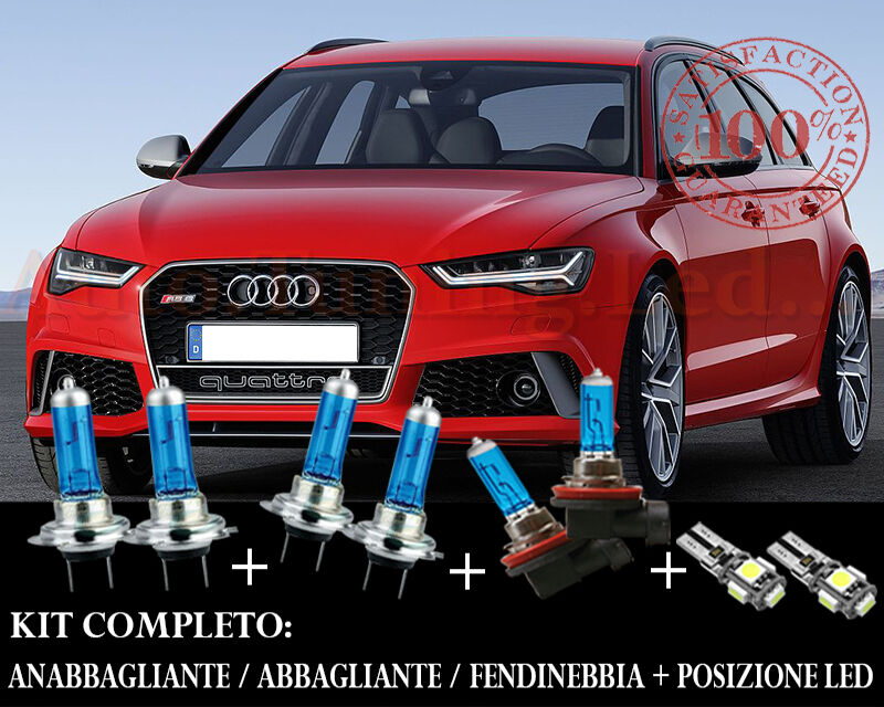 AUDI A6 S6 RS6 4G C7 2011+ SET COMPLETO LAMPADE BLU XENON + POSIZIONE A LED AUTOELEGANCERICAMBI