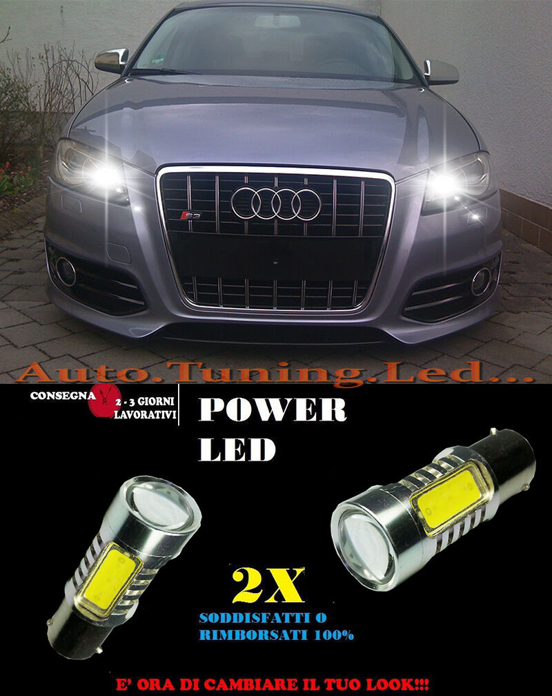AUDI A3 8P 05-08 COPPIA LAMPADE LUCI DIURNE A LED 6000K P21W BA15 NO ERROR AUTOELEGANCERICAMBI