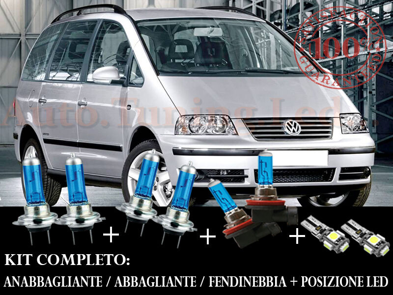 VW SHARAN 1995-2010 SET COMPLETO LAMPADE BLU XENON + POSIZIONE A LED
