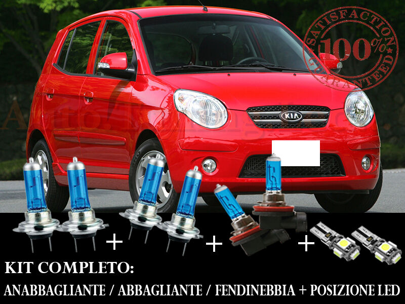 KIA PICANTO 2004-2011 SET COMPLETO LAMPADE BLU XENON + POSIZIONE A LED