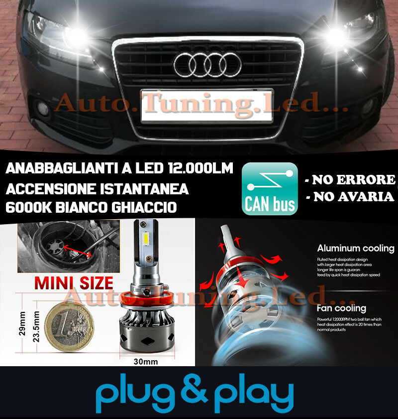 LAMPADE ABBAGLIANTI LED AUDI A4 B8 2007-2011 ISTANTANEO NO AVARIA 12.000LM