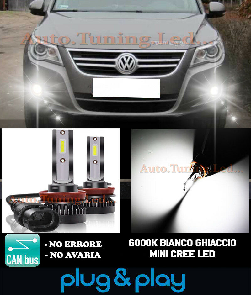 LAMPADE FENDINEBBIA A LED CREE VW TIGUAN 5N CAMBUS BIANCO GHIACCIO 8000LM