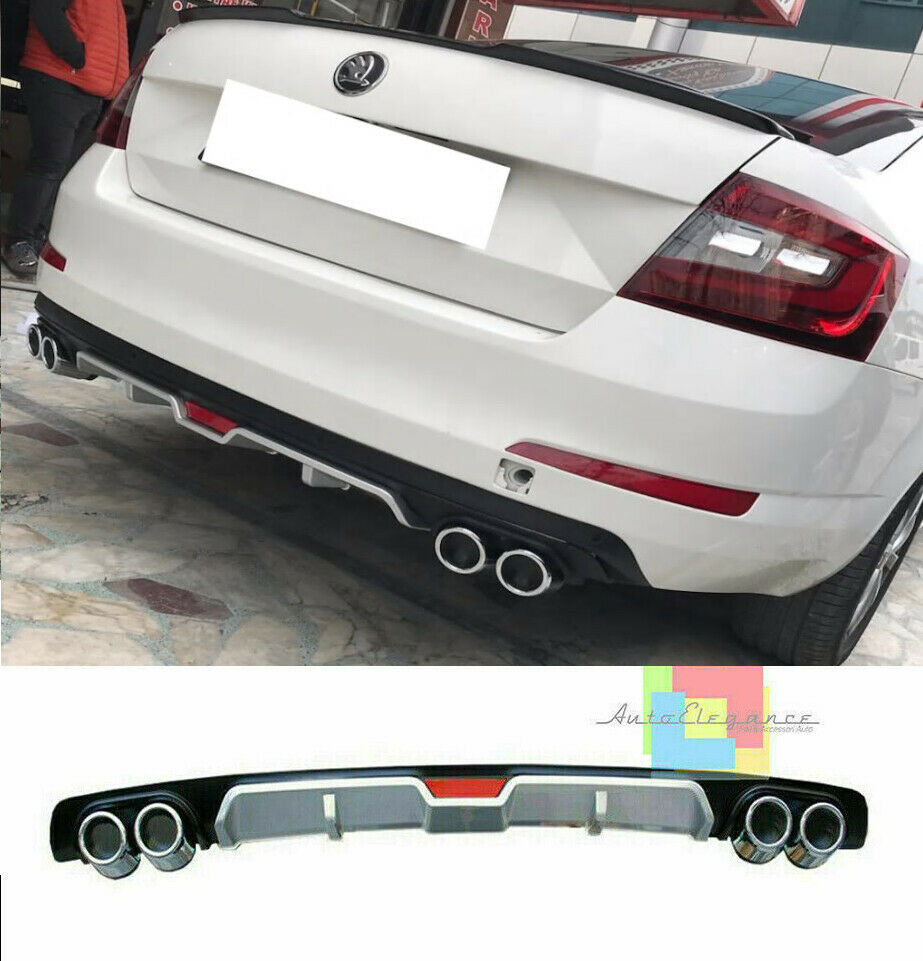 SKODA OCTAVIA SOTTO PARAURTI POSTERIORE DIFFUSORE QUATTRO TERMINALI ABS -