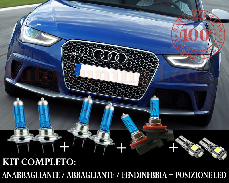 AUDI A4 S4 RS4 B8 2008-2014 SET COMPLETO LAMPADE BLU XENON + POSIZIONE