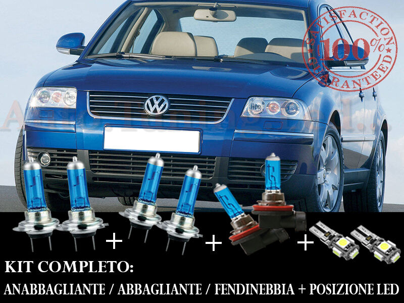 VW PASSAT 3B 2000-2005 SET COMPLETO LAMPADE BLU XENON + POSIZIONE A LED