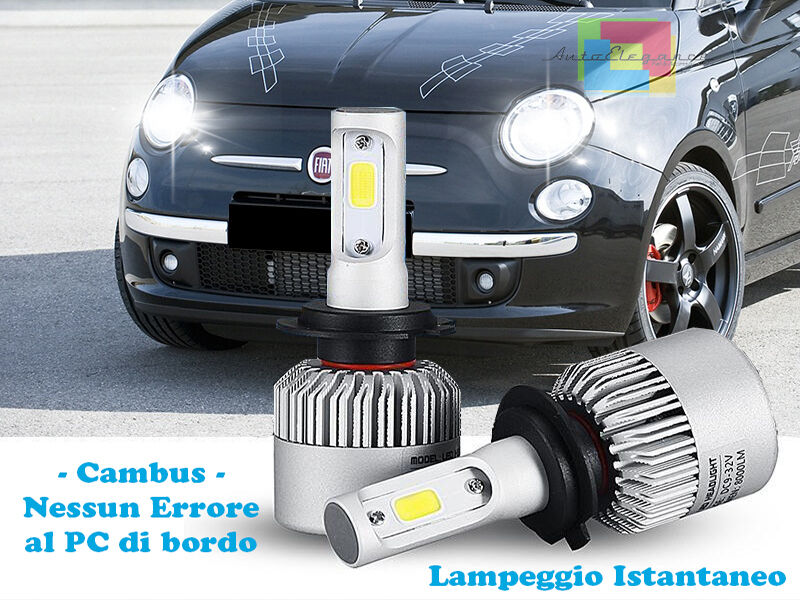 LAMPADE ANABBAGLIANTI LED FIAT 500 2007+ LAMPEGGIO ISTANTANEO 6000K