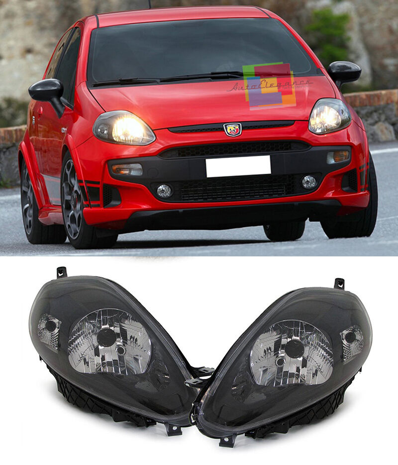 FARI ANTERIORI NERI FIAT PUNTO EVO 2009-2011 DESIGN ABARTH H4