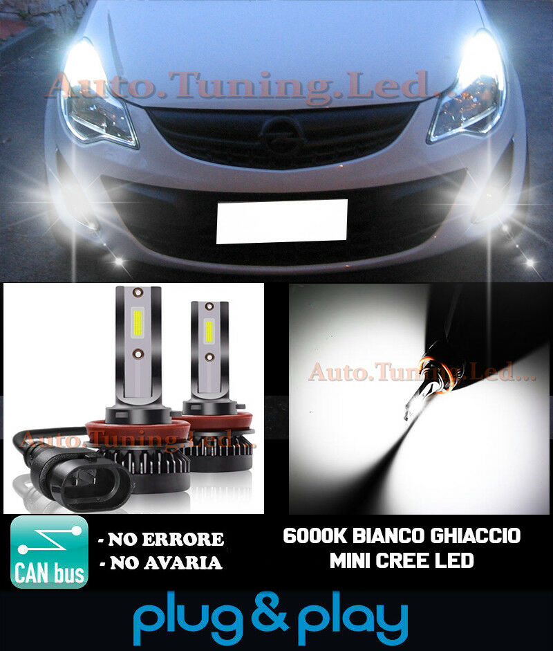 LAMPADE FENDINEBBIA A LED CREE OPEL CORSA D LIFT CAMBUS BIANCO GHIACCIO 8000LM