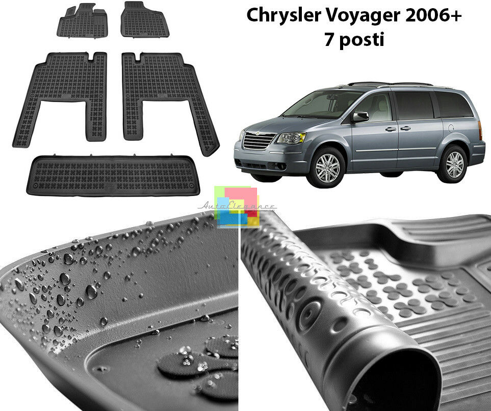 CHRYSLER VOYAGER 2006+ 7 POSTI TAPPETINI AUTO IN GOMMA - TAPPETI TOP QUALITA -1 AUTOELEGANCERICAMBI