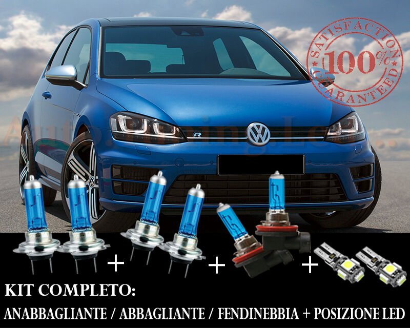 VW GOLF 7 2012-2017 SET COMPLETO LAMPADE BLU XENON H7 + H15 + H11