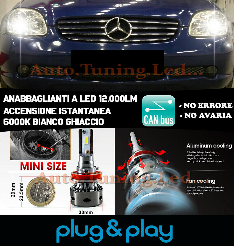 MERCEDES SLK R170 INSTANT NO FAILURE LED LOW BEAM HEADLIGHTS 12,000LM