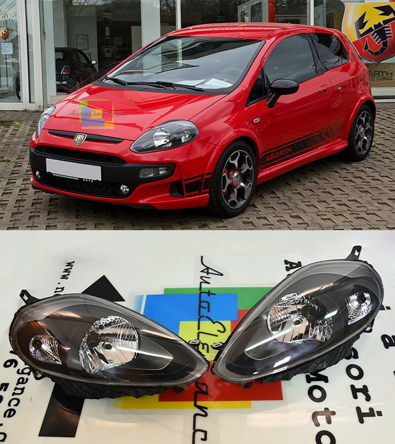 FARI ANTERIORI BICOLOR FIAT PUNTO EVO 2009-2011 H4 FANALI SPORTIVI -