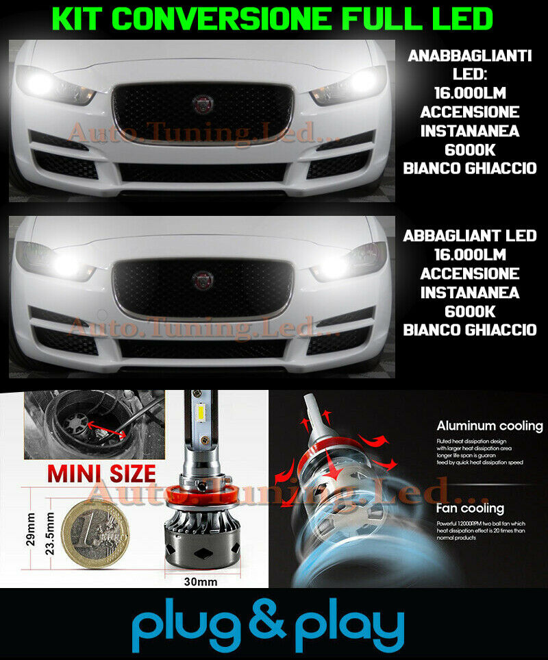 LAMPADE ANABBAGLIANTI + ABBAGLIANTI DIURNE JAGUAR XE NO AVARIA 16.000LM