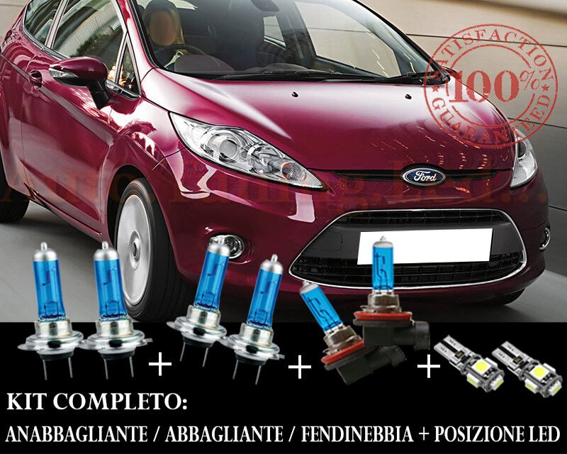 FORD FIESTA MK7 2008+ SET COMPLETO LAMPADE BLU XENON + POSIZIONE A LED