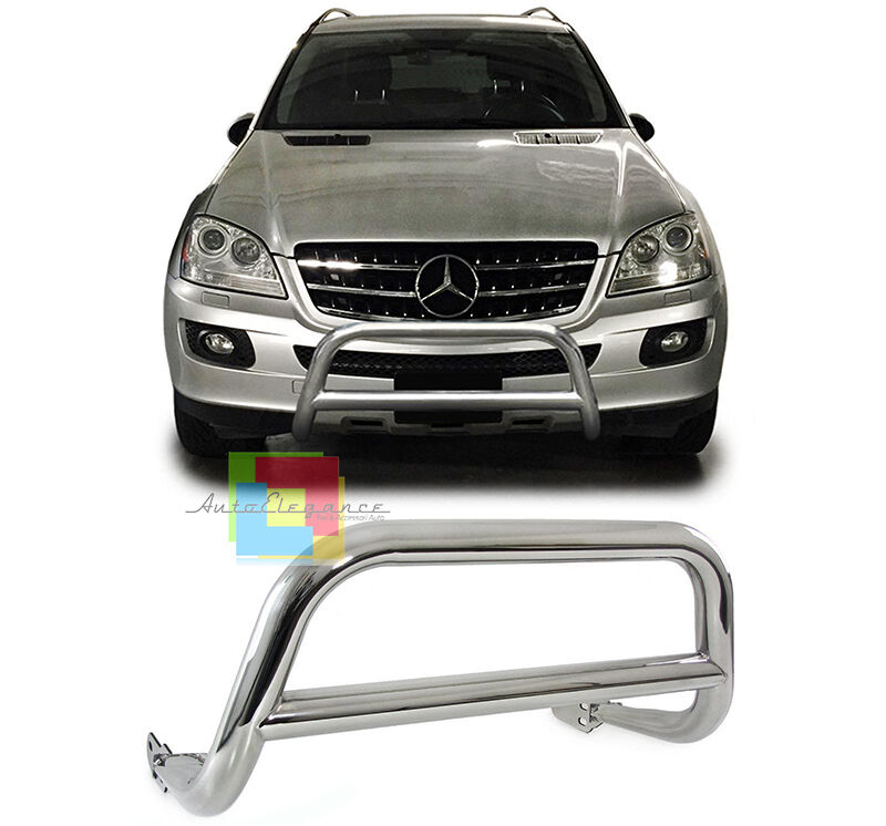 BULL BAR ANTERIORE PER MERCEDES ML W164 05-11 IN ACCIAIO INOX LUCIDO AUTOELEGANCERICAMBI