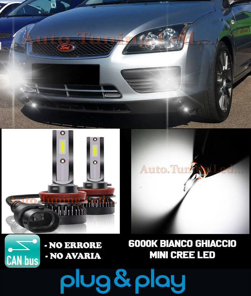LAMPADE FENDINEBBIA A LED CREE FORD FOCUS II CAMBUS BIANCO GHIACCIO 8000LM
