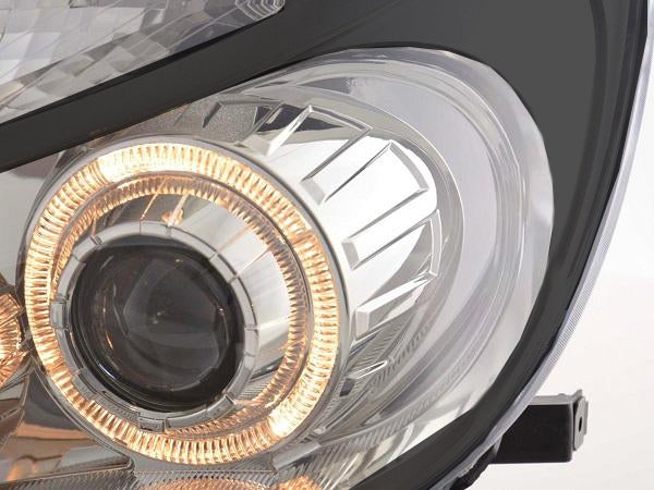 RENAULT CLIO III 2005-2009 FARI ANTERIORI NERI ANGEL EYES LENTICOLARI H7 / H7