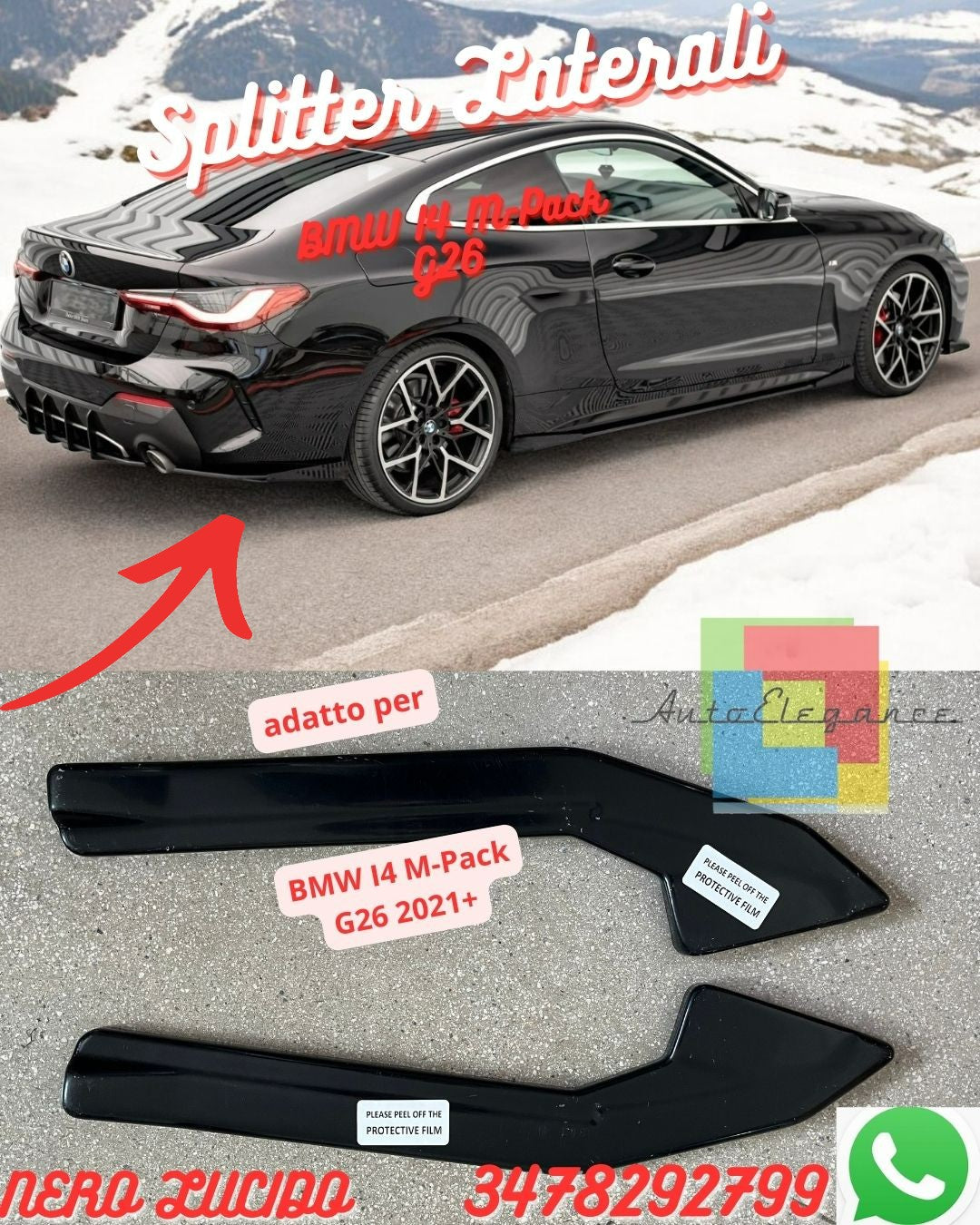 💫Splitter Laterali Posteriori BMW I4 M-Pack G26 2021+ 💫