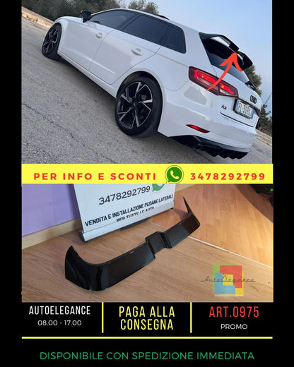 🔥SPOILER ADATTO PER AUDI A3 8V 2012-2020 SPORTBACK LOOK SPORTIVO NERO LUCIDO🔥