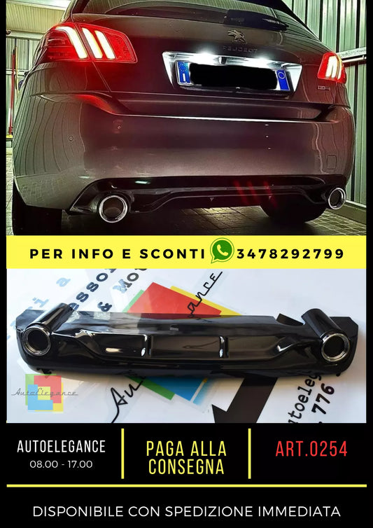 ✨0254 GLOSSY BLACK DIFFUSER FOR PEUGEOT 308 II 5 DOORS 13-21 GTI LOOK ✨ 