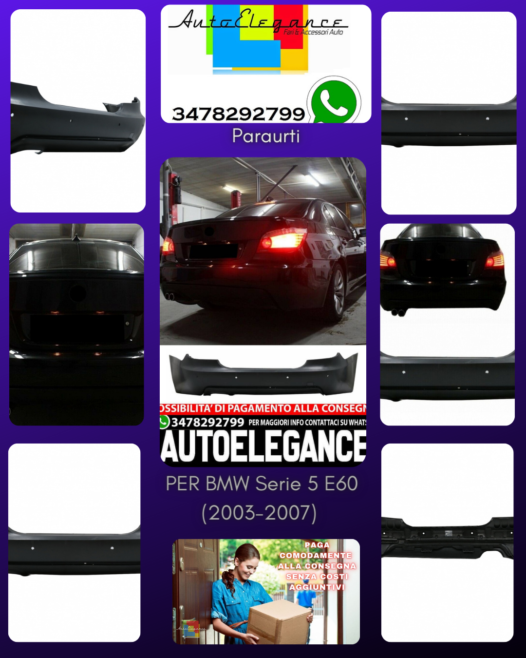 Rear bumper suitable for BMW 5 Series E60 (2003-2007) M-Technik Design