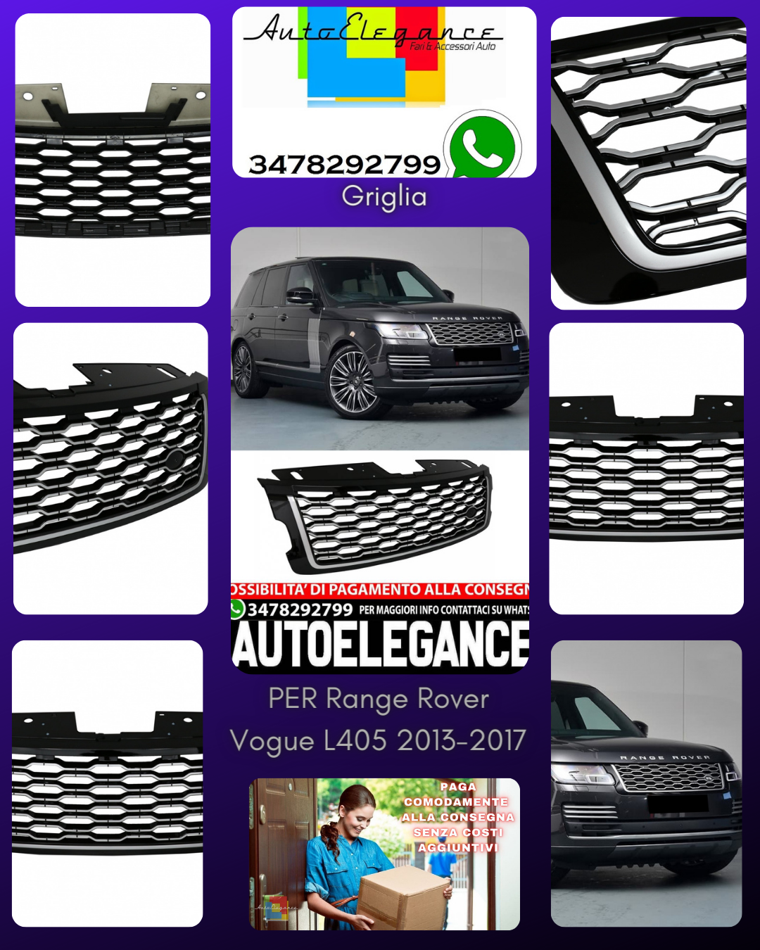 Griglia centrale adatta per Range Rover Vogue L405  2013-2017Chrome Edition 2018